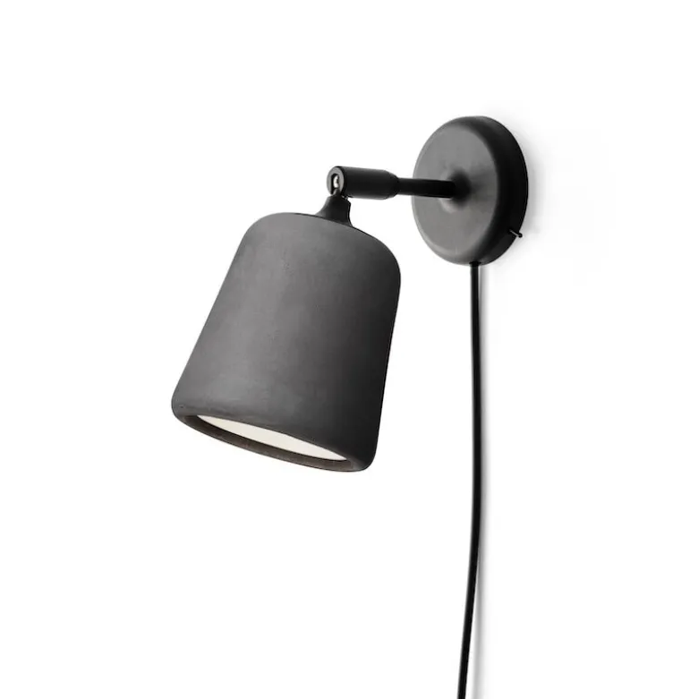 Material vägglampa mörkgrå betong/svart