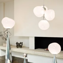 Melt Chandelier mini taklampa opal/silver