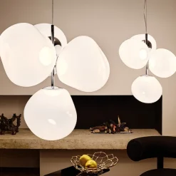 Melt Chandelier mini taklampa opal/silver