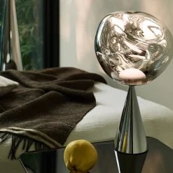Melt Cone Fat bordslampa silver/ silver