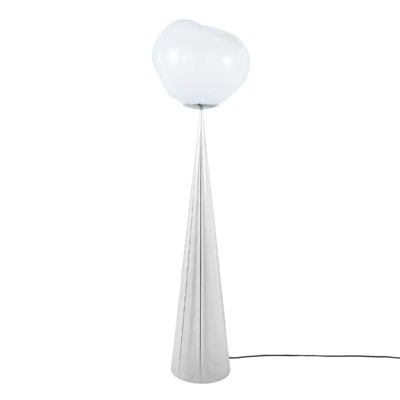 Melt Cone Fat golvlampa opal/silver