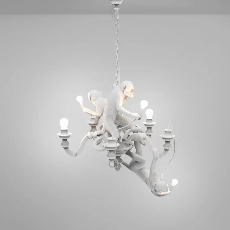 Monkey chandelier taklampa vit