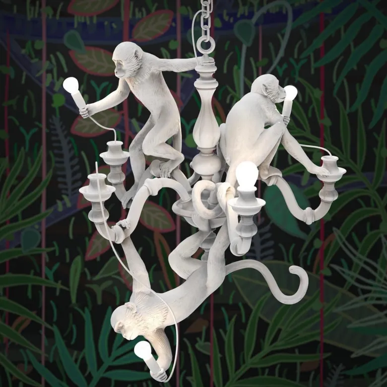 Monkey chandelier taklampa vit