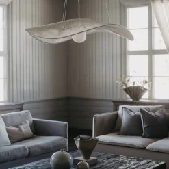 Monstera Ø115 taklampa bomull cream