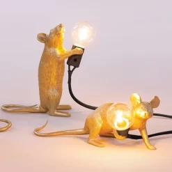 Mouse Lamp Lop lying down Bordslamp USB gold