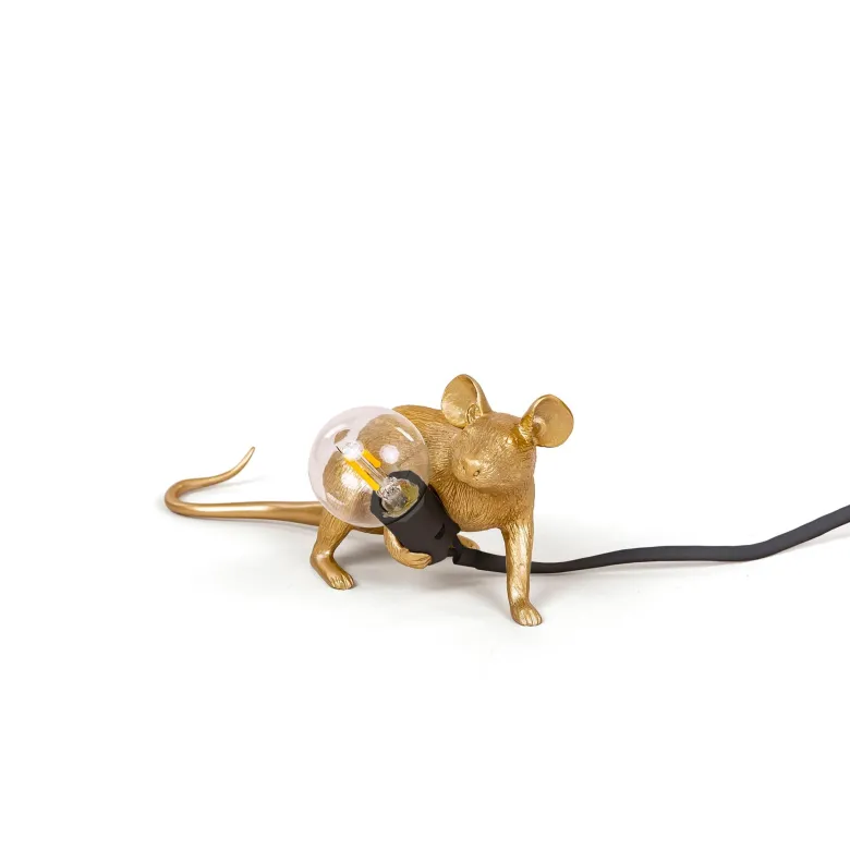 Mouse Lamp Lop lying down Bordslamp USB gold
