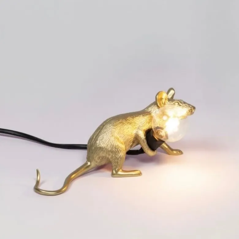 Mouse Lamp Lop lying down Bordslamp USB gold