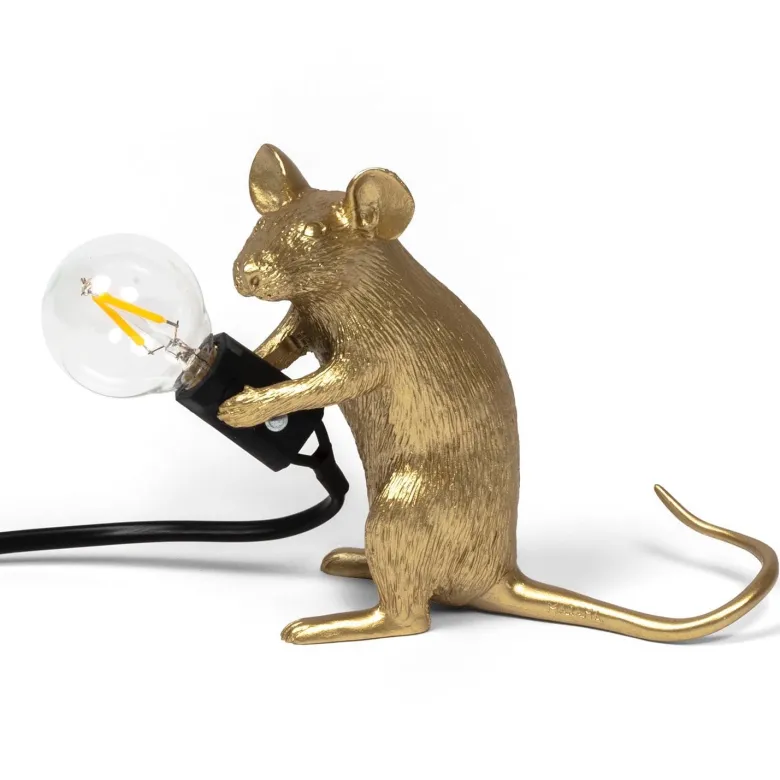 Mouse Lamp Mac sitting Bordslampa USB Gold