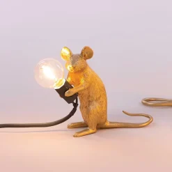 Mouse Lamp Mac sitting Bordslampa USB Gold