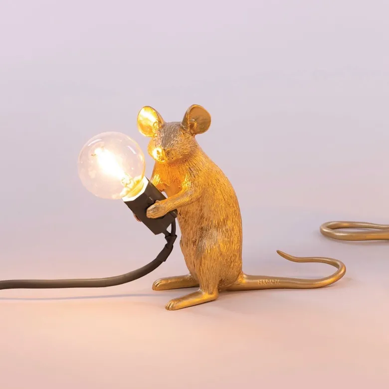 Mouse Lamp Mac sitting Bordslampa USB Gold
