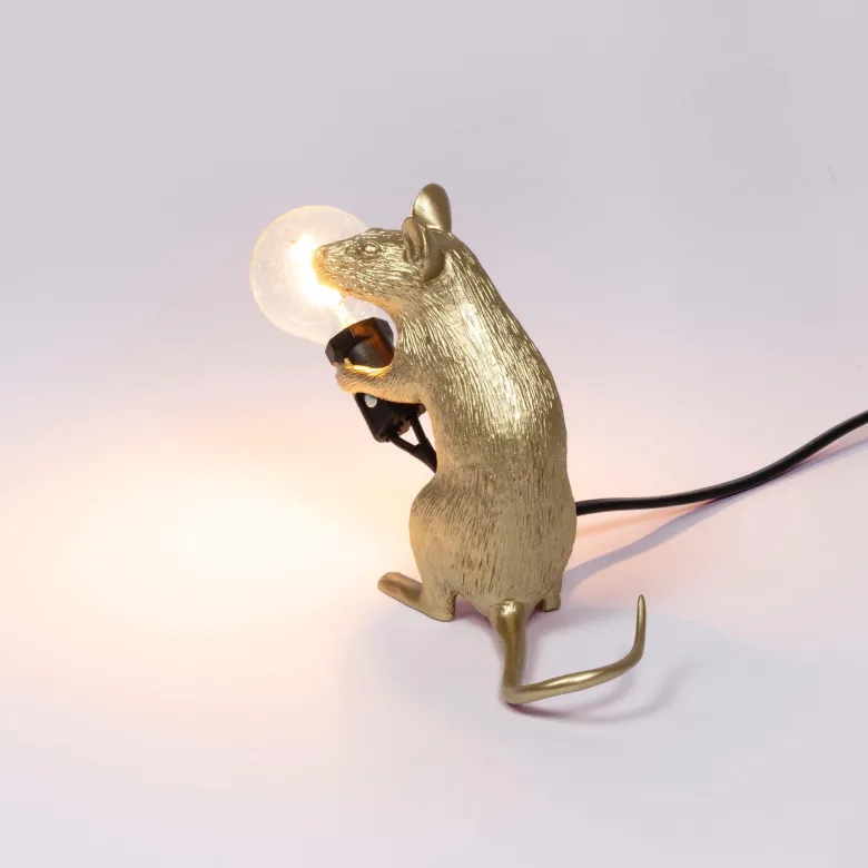 Mouse Lamp Mac sitting Bordslampa USB Gold