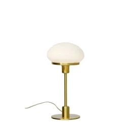 New August bordslampa liten, matt mässing/vit