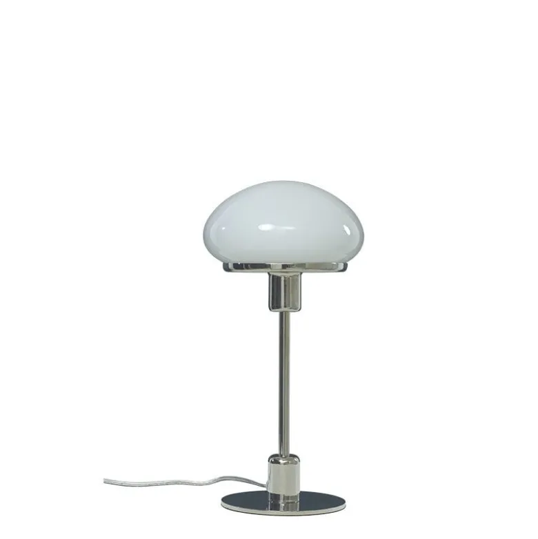 New August bordslampa liten, silver/vit