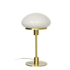 New August bordslampa stor, matt mässing/vit