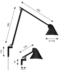 NJP vägglampa kort black