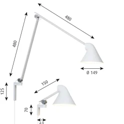 NJP vägglampa kort white