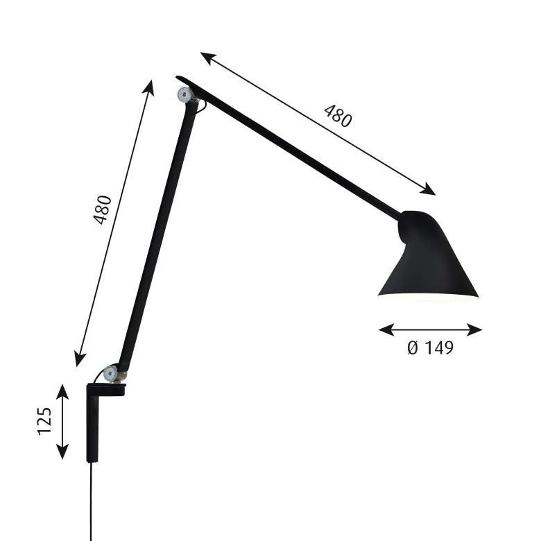 NJP vägglampa lång black