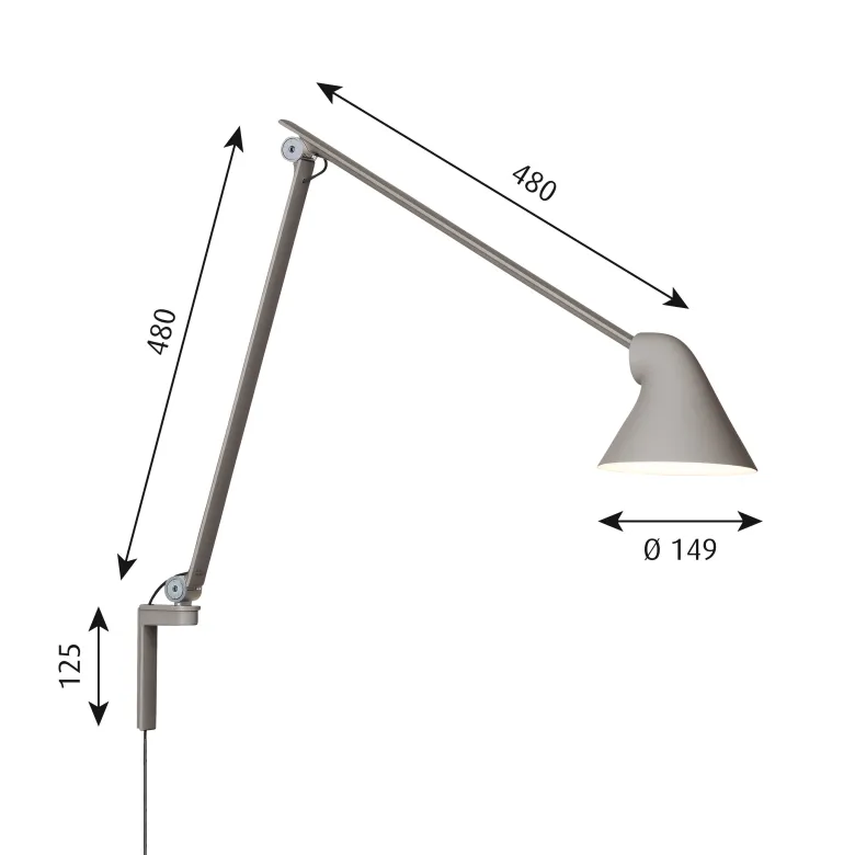 NJP vägglampa lång light grey