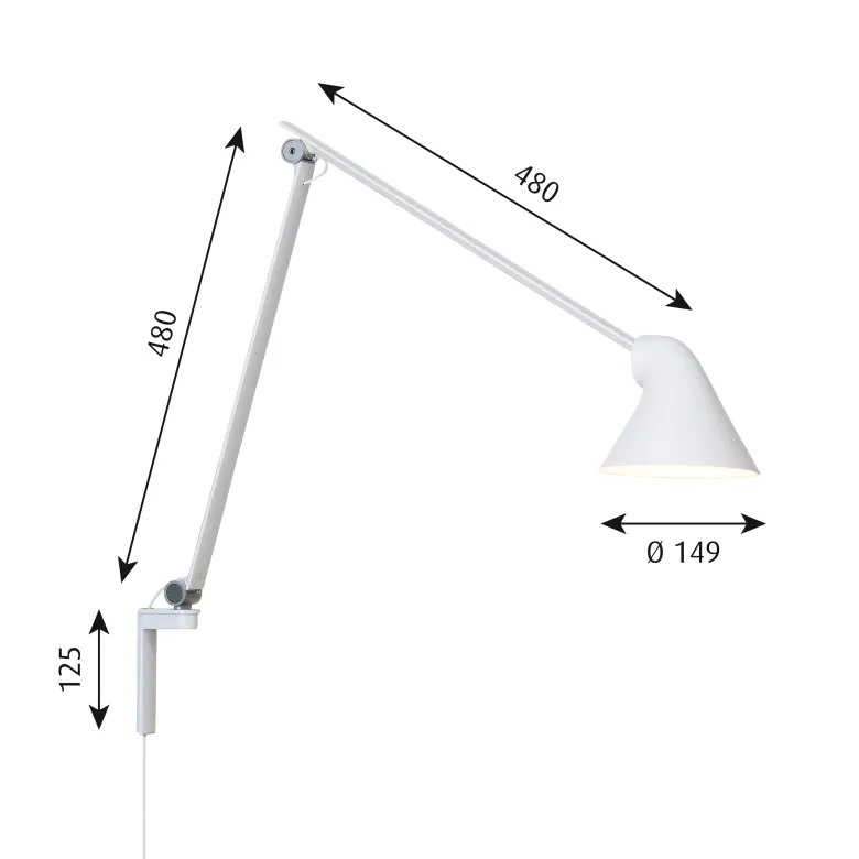 NJP vägglampa lång white