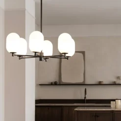 Noor chandelier Taklampa Kromsvart/vit