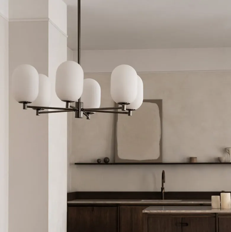 Noor chandelier Taklampa Kromsvart/vit