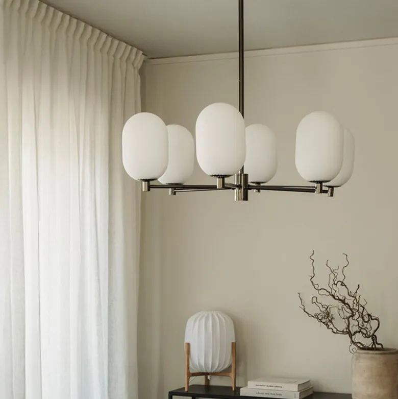 Noor chandelier Taklampa Kromsvart/vit