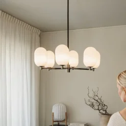Noor chandelier Taklampa Kromsvart/vit