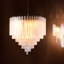 Nova Chandelier taklampa frostat glas/nickel