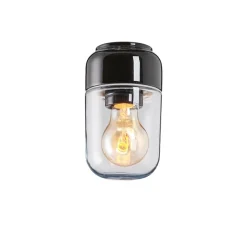 Ohm 100/170 bastu tak-/vägglampa IP44 E27 svart/klarglas