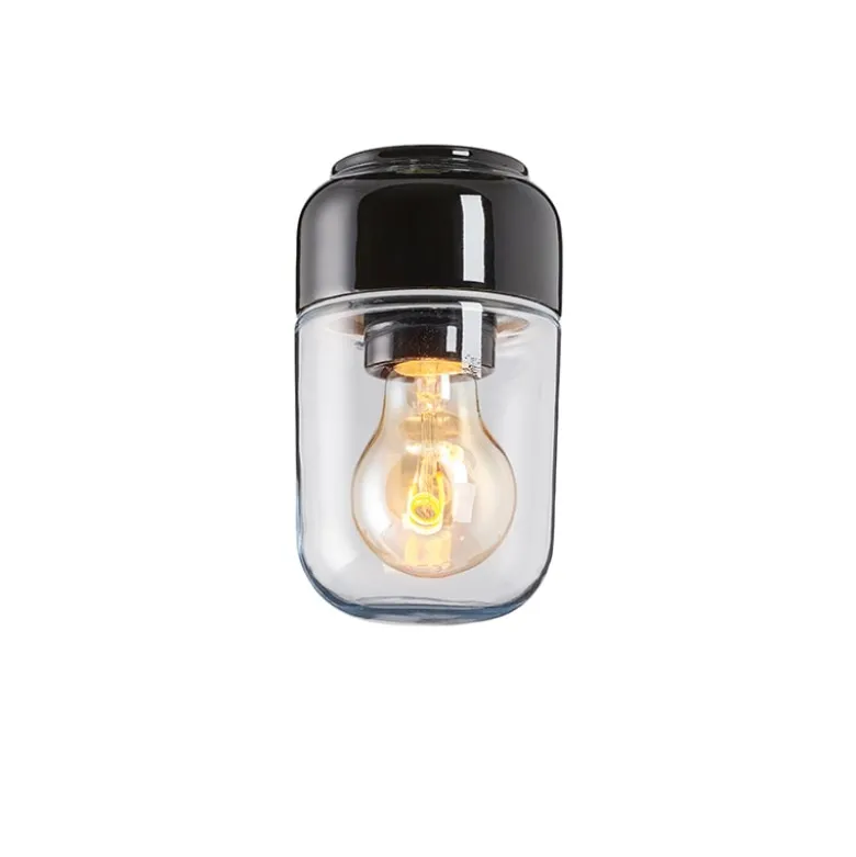 Ohm 100/170 bastu tak-/vägglampa IP44 E27 svart/klarglas