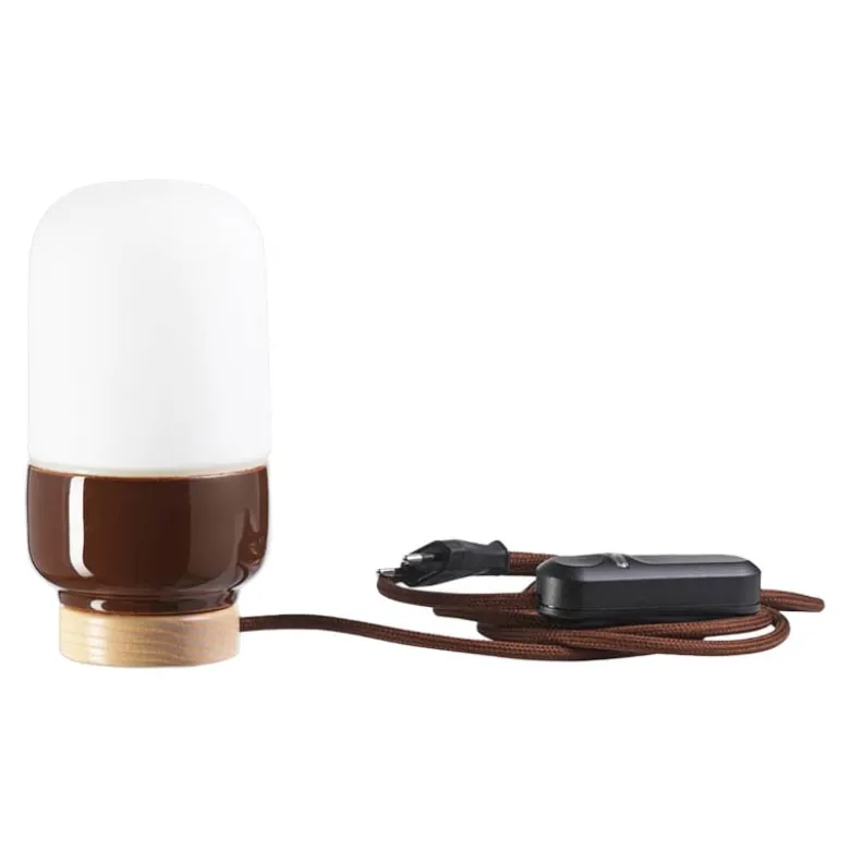 Ohm 100/190 bordslampa med dimmer E27 brun/matt opal