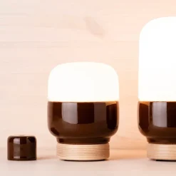 Ohm 100/190 bordslampa med dimmer E27 brun/matt opal