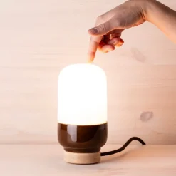 Ohm 100/190 bordslampa med dimmer E27 brun/matt opal