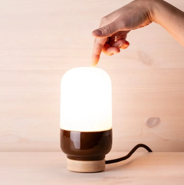 Ohm 100/190 bordslampa med dimmer E27 brun/matt opal