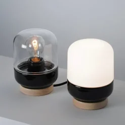 Ohm 140/190 bordslampa med dimmer E27 svart/matt opal