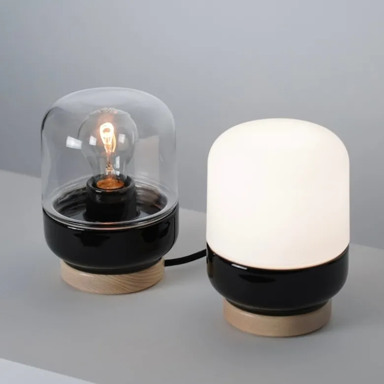 Ohm 140/190 bordslampa med dimmer E27 svart/matt opal