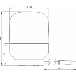 Ohm 140/190 bordslampa med dimmer E27 svart/matt opal