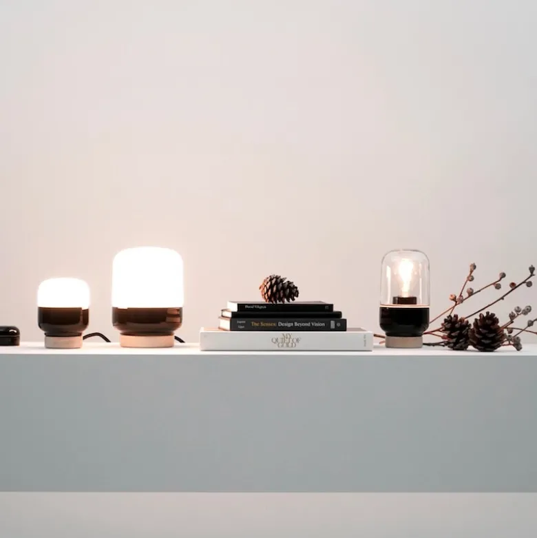 Ohm 100/190 bordslampa med dimmer E27 svart/klarglas