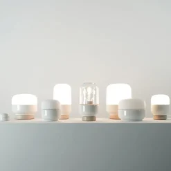 Ohm 140/190 bordslampa med dimmer E27 vit/matt opal