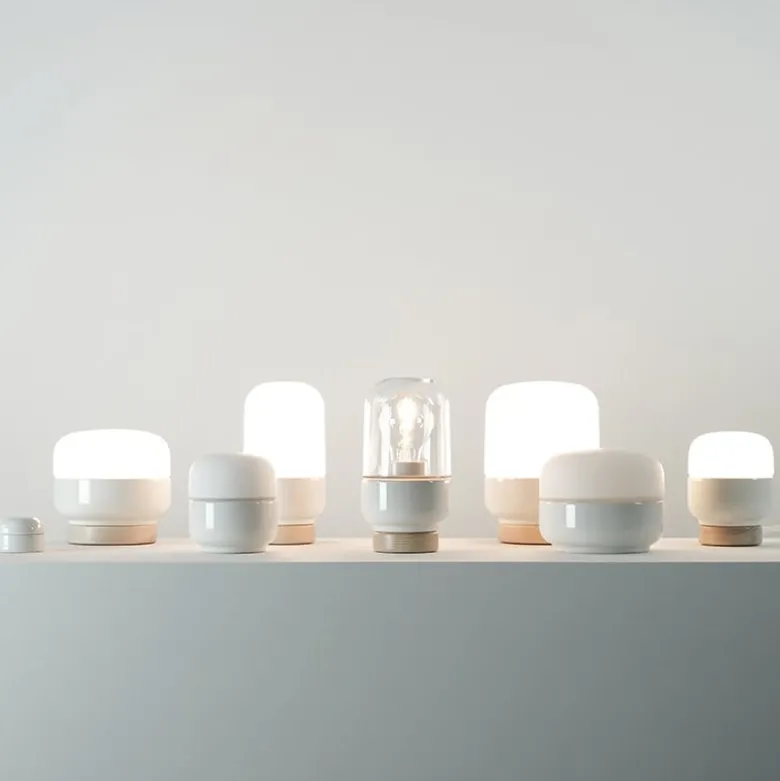 Ohm 140/190 bordslampa med dimmer E27 vit/matt opal