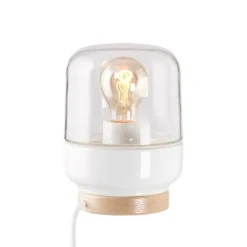 Ohm 140/190 bordslampa med dimmer E27 vit/klarglas