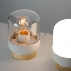 Ohm 140/190 bordslampa med dimmer E27 vit/klarglas