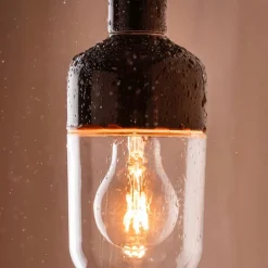 Ohm 100/215 outdoor taklampa IP44 E27 brun/klarglas
