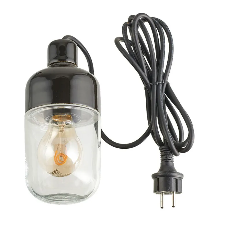 Ohm 100/215 outdoor taklampa IP44 E27 svart/klarglas