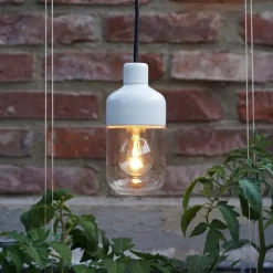 Ohm 100/215 outdoor taklampa IP44 E27 vit/klarglas
