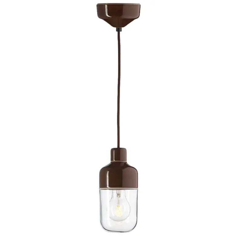 Ohm 100/215 taklampa IP44 E27 brun/klarglas