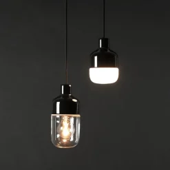 Ohm 100/215 taklampa IP44 E27 svart/klarglas