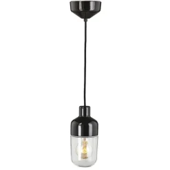 Ohm 100/215 taklampa IP44 E27 svart/klarglas