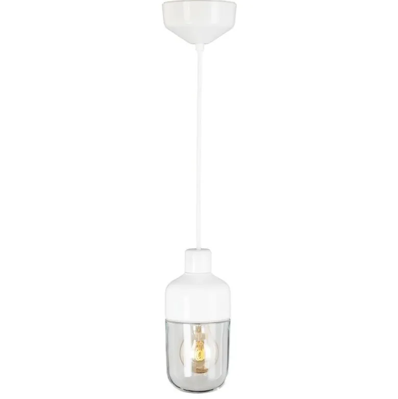 Ohm 100/215 taklampa IP44 E27 vit/klarglas