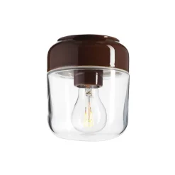 Ohm 140/170 tak-/vägglampa IP44 E27 brun/klarglas